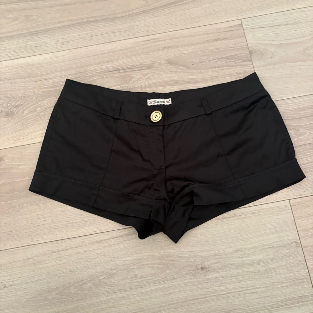 Vintage Forever 21 Black Satin Shorts Y2K